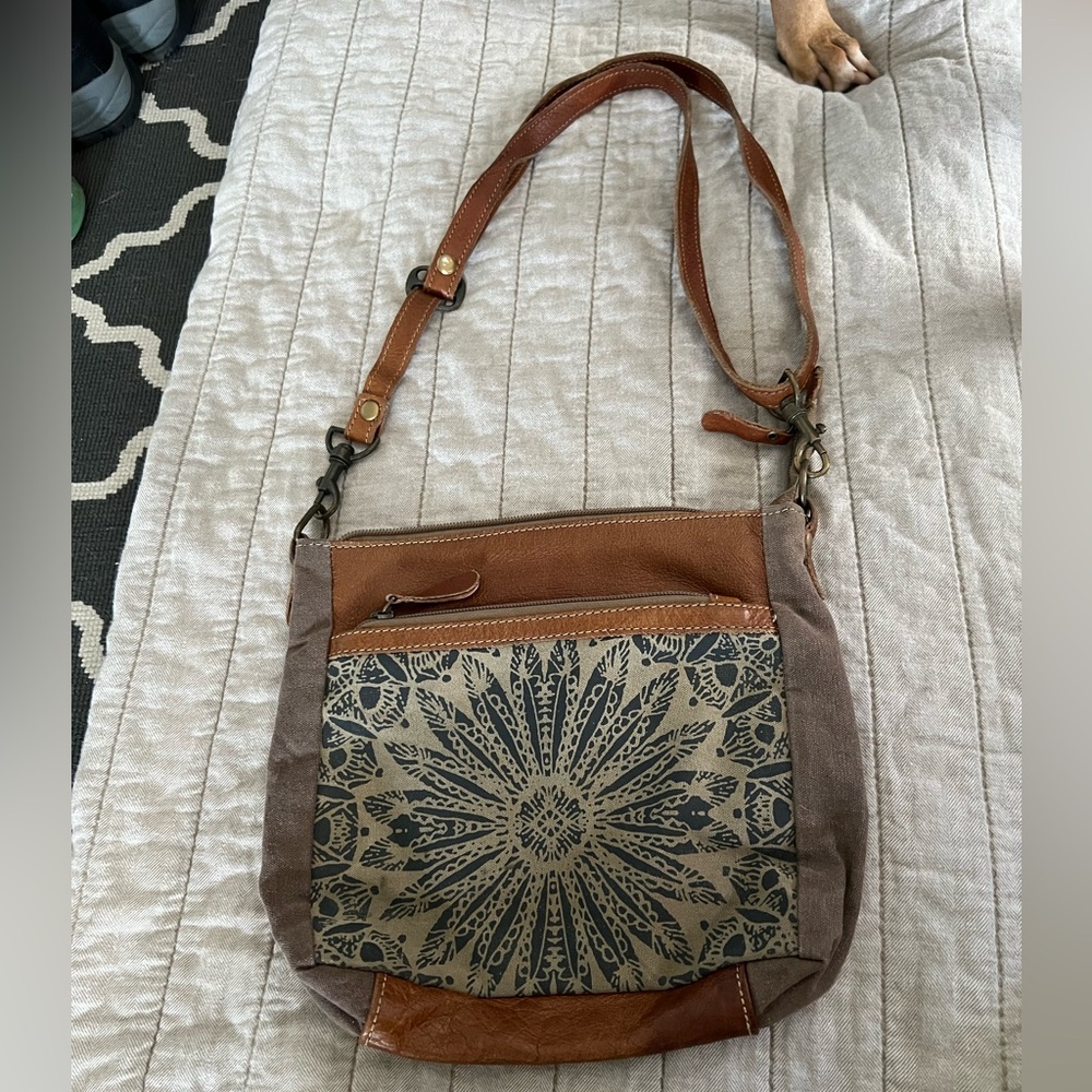 Brown and Tan Crossbody Bag